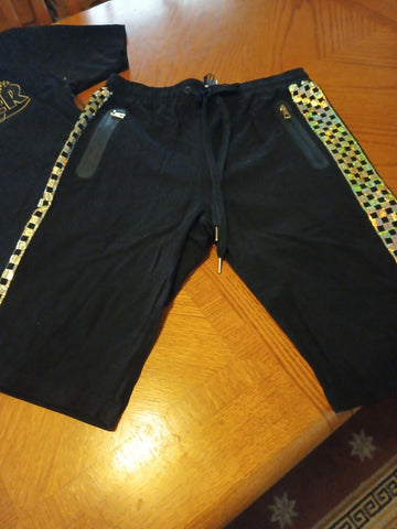 MAKOBI Trappers Black & Gold Foil Hip Hop STREET Wear Party SHORT SET