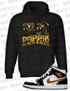 23 Graphic Drippin Black Gold Pull Over Hoodie To Match J1 Mid SE Sneaker Fleece