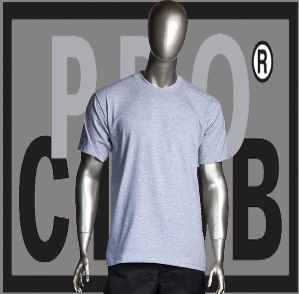 Big and Tall T-Shirts Plain Men PRO CLUB HEAVYWEIGHT Heather Gray Tee Shirt