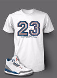 Chasing Crown Street Wear 23 Tee Shirt Match J3 TRUE BLUE Shoe Pro Club Shaka T