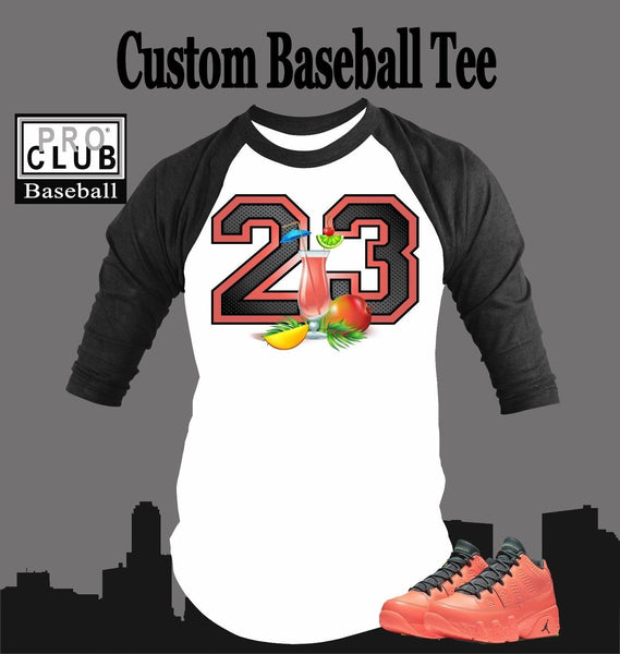 Tee Shirt to Match Air J9 Mango  Men Short Sleeve Pro Club Baseball  T