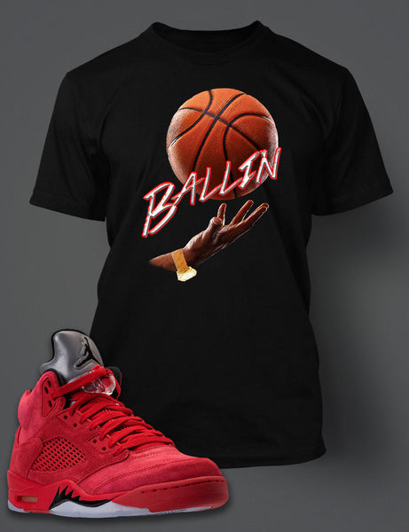 Graphic Sport Basketball Tee Shirt To Match Retro J5 Flight Suit Shoe Ballin Tee