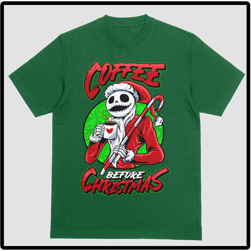 Coffee Before Christmas Santa Tee Shirt Holiday Pro Club Shaka Big Tall Small T