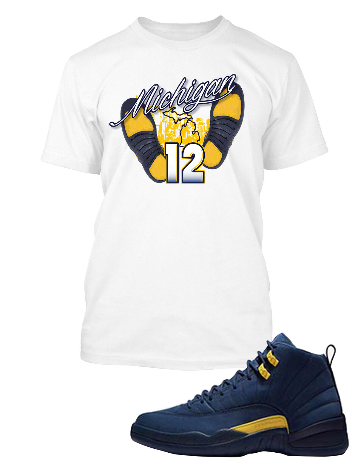 Tee Shirt to Match J12 Michigan Sneaker Big Tall Small Sport Graphic T