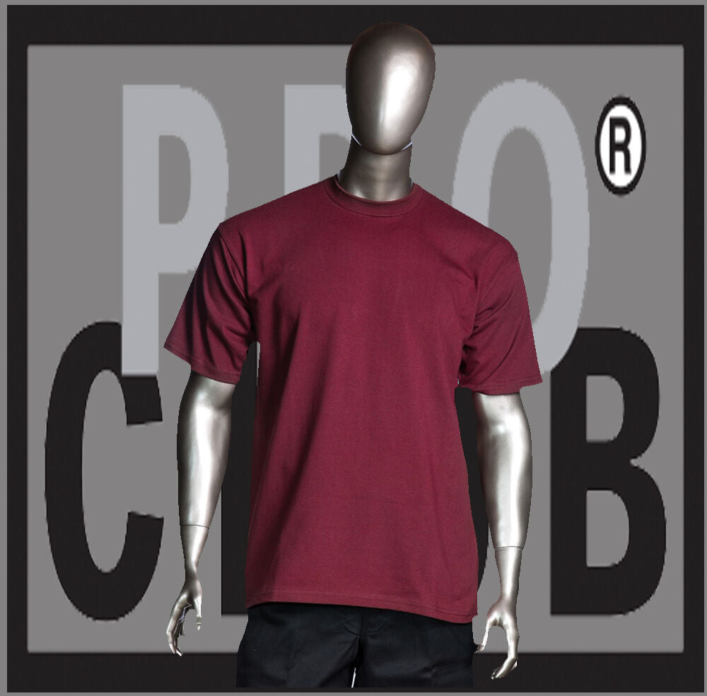 1 New Mens Pro Club Heavyweight Burgandy Blank T Shirt M to 3XL PROCLUB