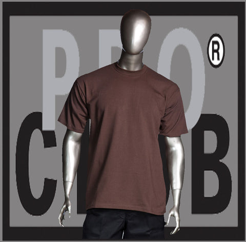 1 New Mens Pro Club Heavyweight Brown Blank T Shirt M to 3XL PROCLUB