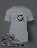 Big Tall Small Sneaker OG T Shirt to Match Retro J8 Cool Gray Men's Graphic Tee