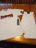 MAKOBI Trappers White & Racing Foil Hip Hop STREET Wear Party SHORT SET Size M