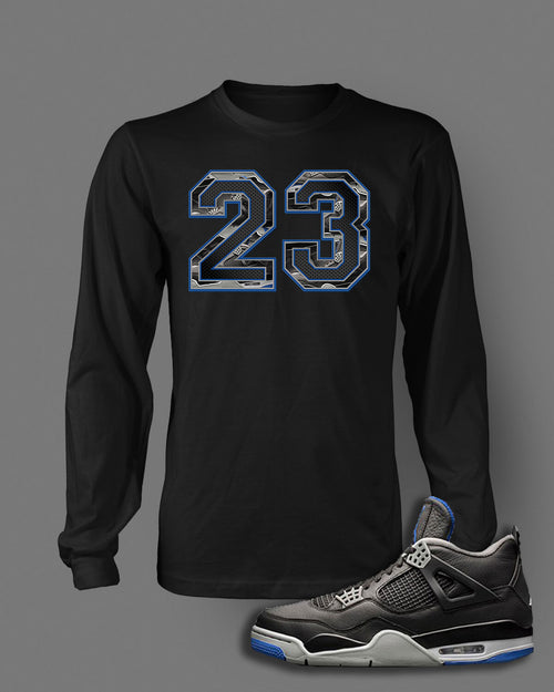 23 Graphic Sneaker Sport Tee Shirt Match J4 BLACK ROYAL Long Sleeve Black