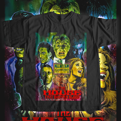 Big and Tall Halloween Horror The House Dripped Blood Classic Tee Shirt