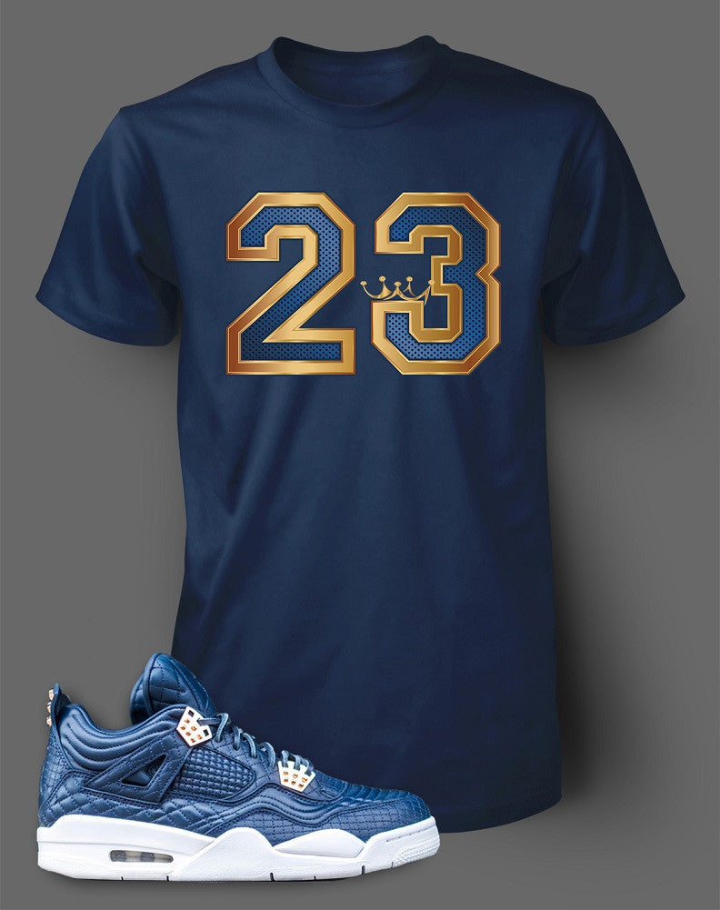 Navy Custom T Shirt To Match Air Jordan 4 Obsidian Shoe