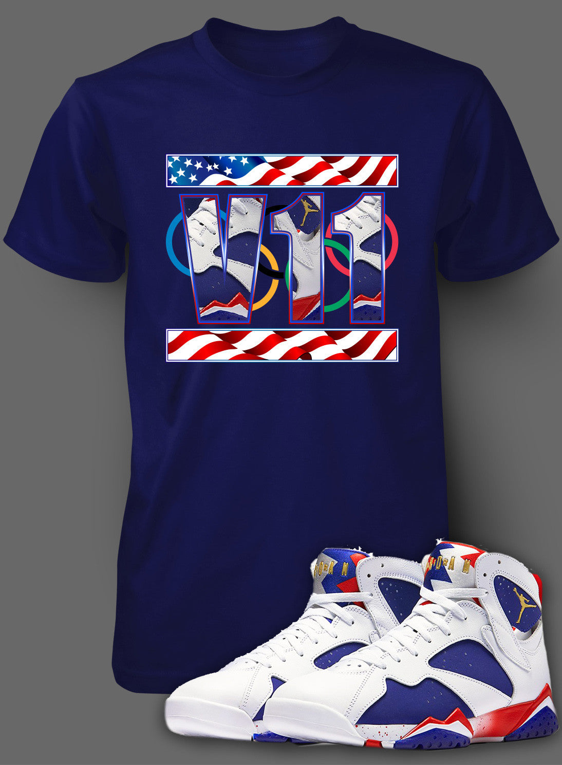 Custom T Shirt To Match Air Jordan 7 Olympic Shoe - Just Sneaker Tees - 1