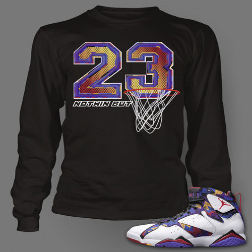 Tee Shirt to match Air Jordan 7 Nothing But Net Long Sleeve White t shirt