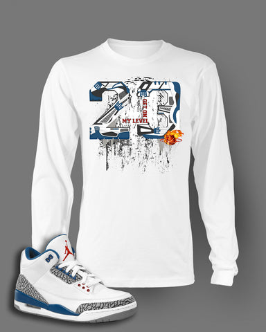 Long Sleeve Graphic T Shirt To Match Retro Air Jordan 3 True Blue Shoes